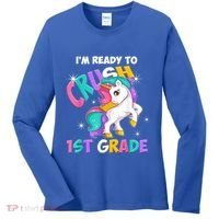 Im Ready To Crush 1st Grade Unicorn Back To School Women's Long Sleeve Shirt thumb 0