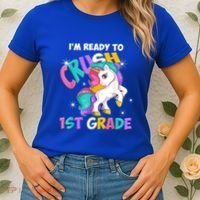 Im Ready To Crush 1st Grade Unicorn Back To School Women's T-Shirt thumb 2