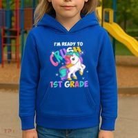 Im Ready To Crush 1st Grade Unicorn Back To School Kids Hoodie thumb 3