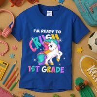 Im Ready To Crush 1st Grade Unicorn Back To School Kids T-Shirt thumb 3