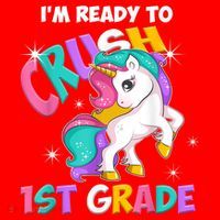 Im Ready To Crush 1st Grade Unicorn Back To School Santa Hat thumb 1