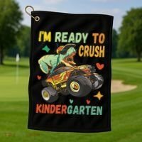 I'm Ready To Crush Kindergarten Dinosaur Back To School Golf Towel thumb 1