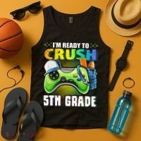 I'm Ready to Crush 5th Grade Back to School Video Game Tank Top thumb 4