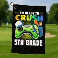 I'm Ready to Crush 5th Grade Back to School Video Game Golf Towel thumb 1