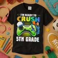 I'm Ready to Crush 5th Grade Back to School Video Game Kids T-Shirt thumb 3