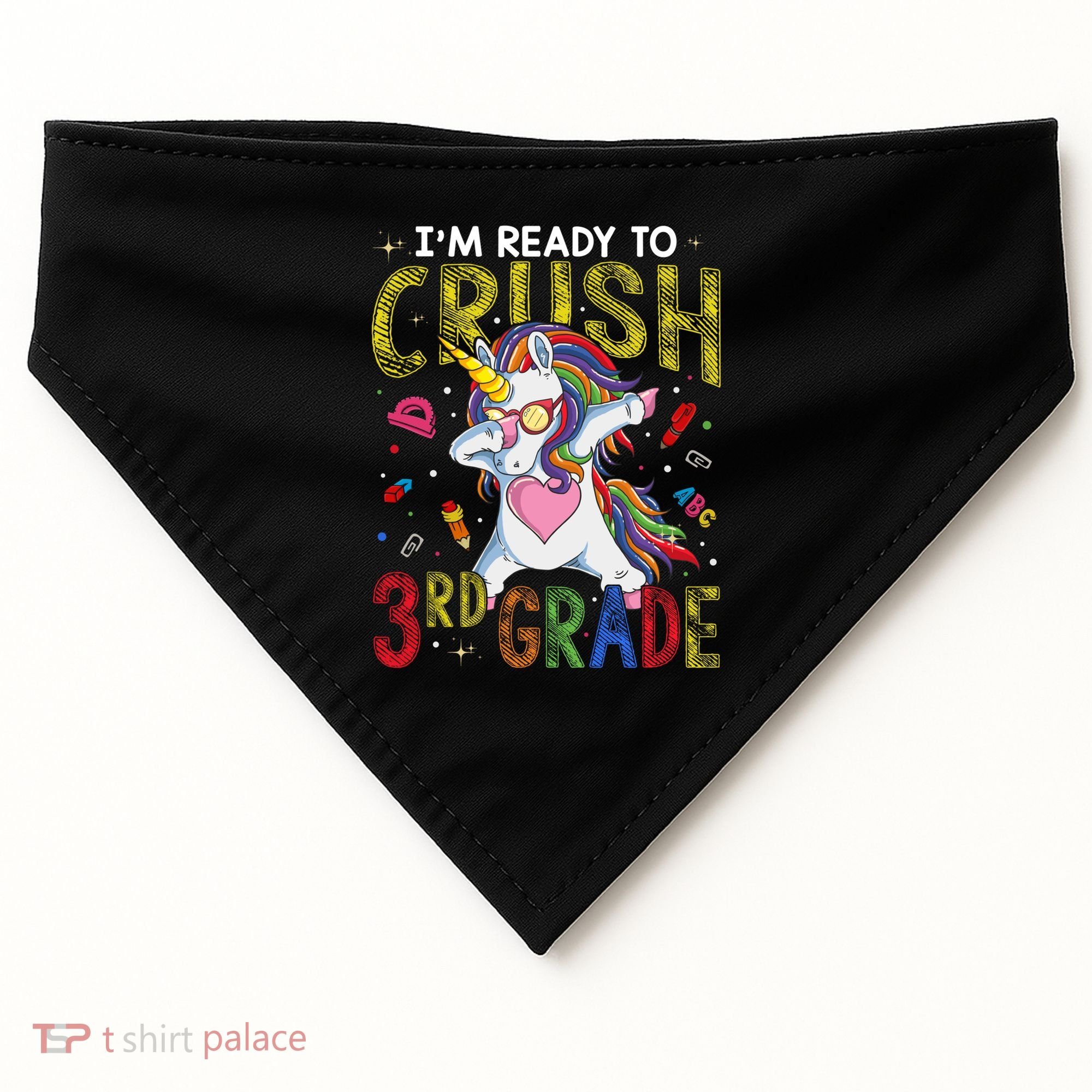 Im Ready To Crush 3Rd Grade Dabbing Unicorn Third Grade Gift USA-Made Doggie Bandana