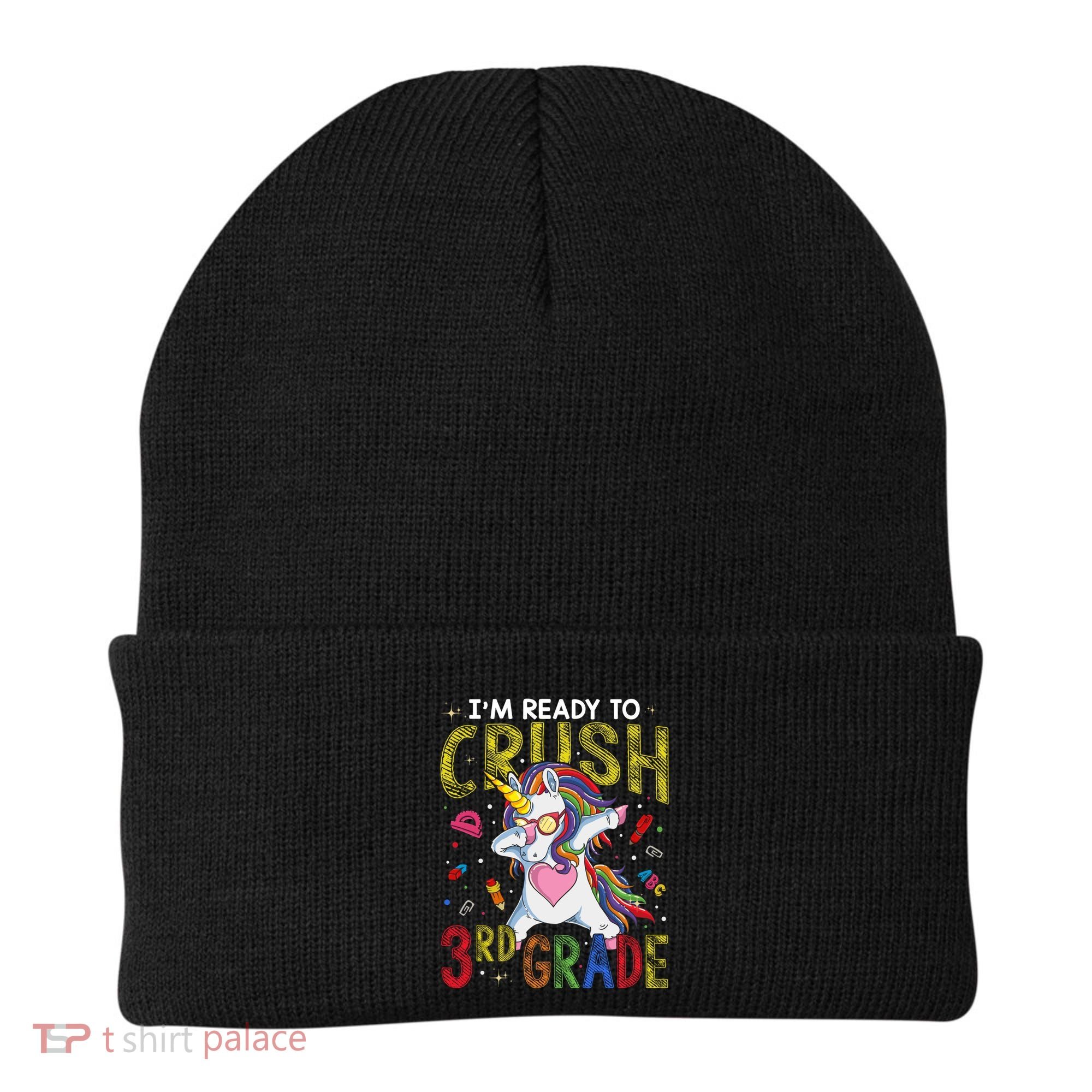 Im Ready To Crush 3Rd Grade Dabbing Unicorn Third Grade Gift Beanie