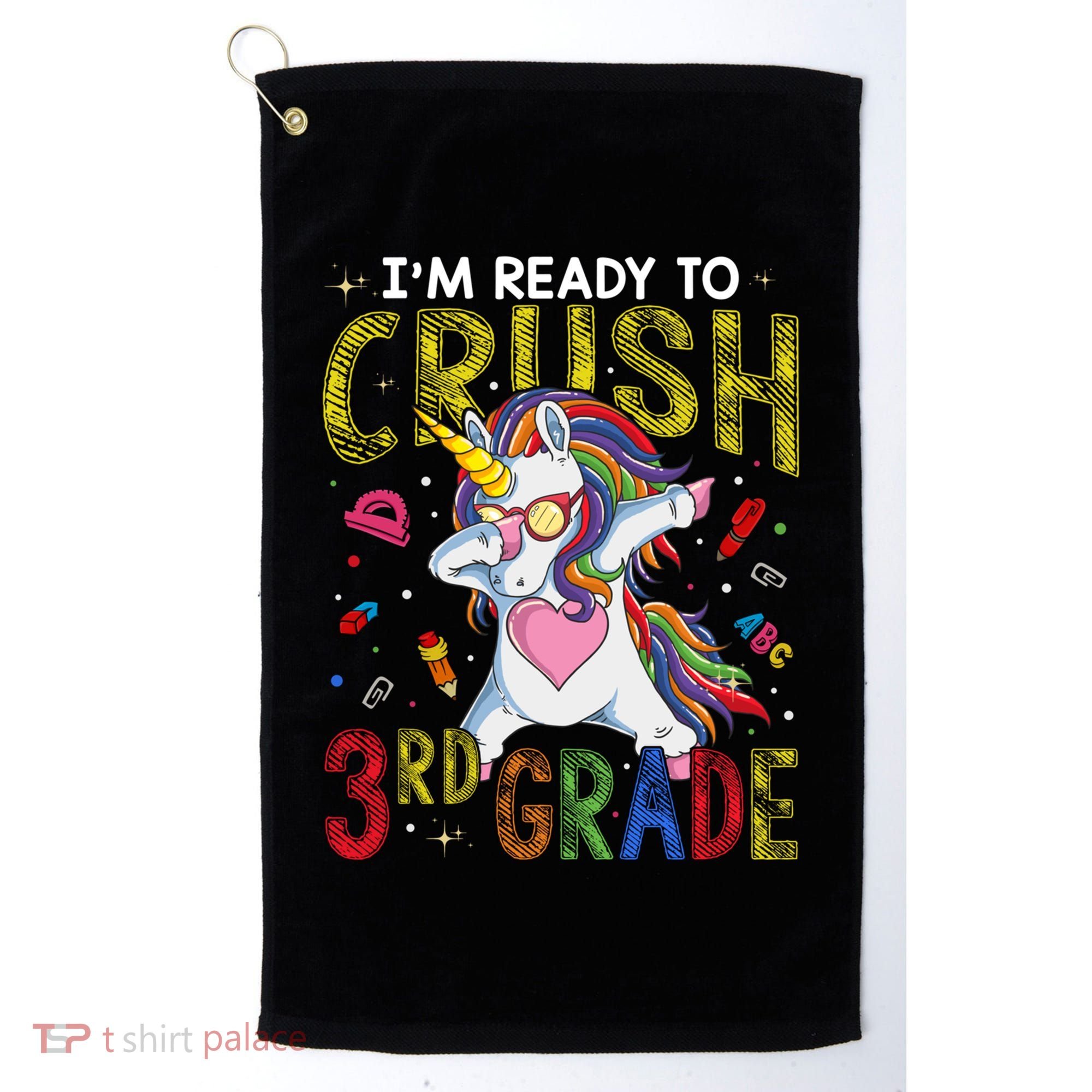 Im Ready To Crush 3Rd Grade Dabbing Unicorn Third Grade Gift Golf Towel