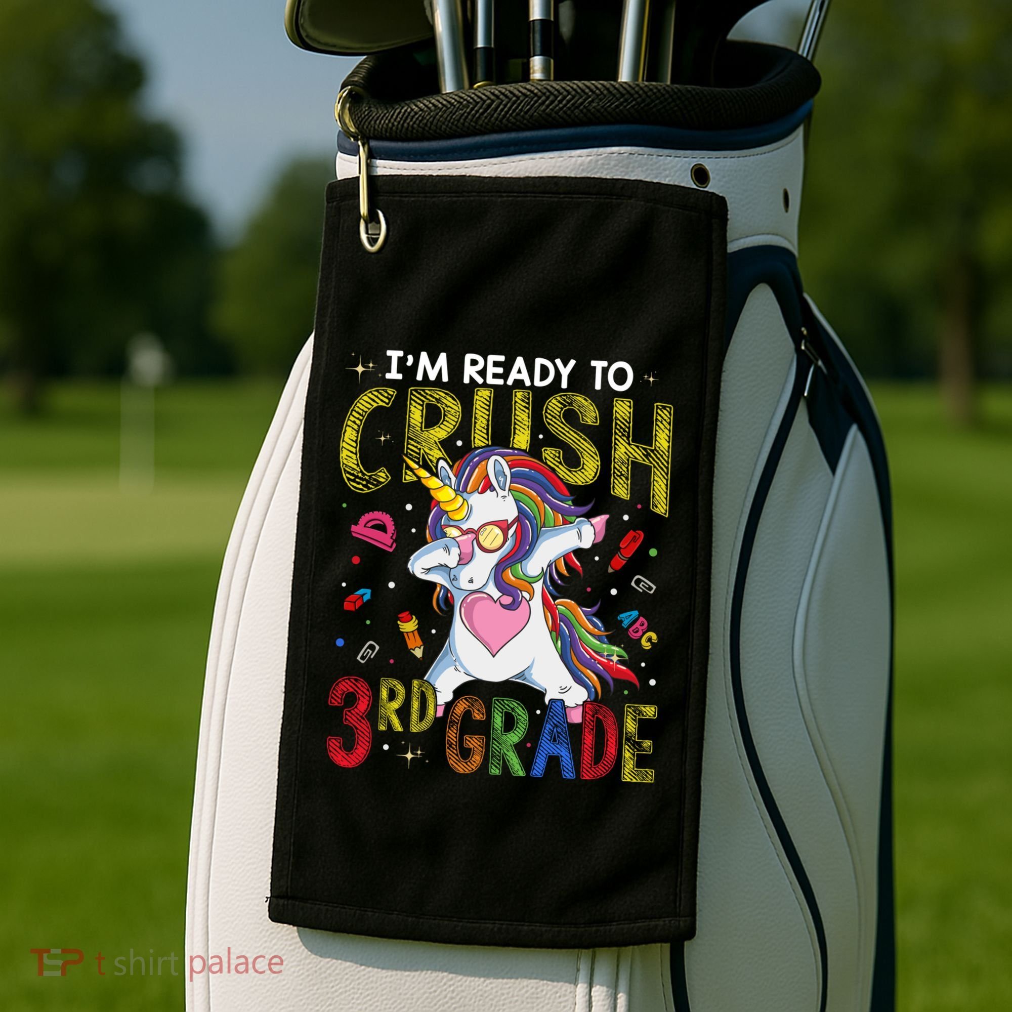 Im Ready To Crush 3Rd Grade Dabbing Unicorn Third Grade Gift Golf Towel