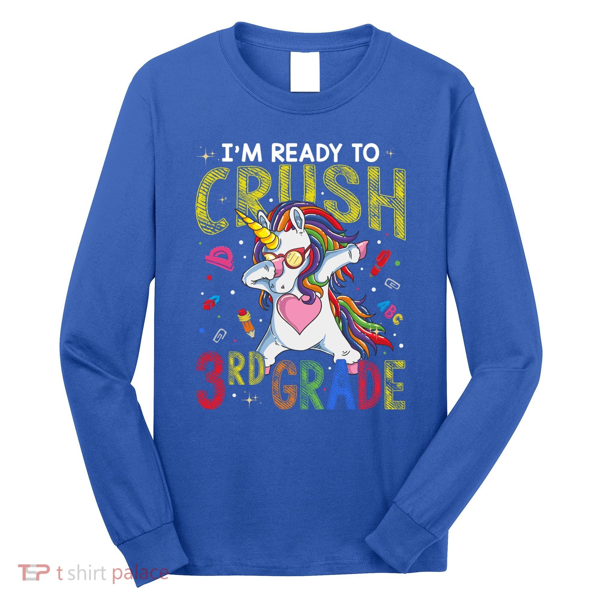 Im Ready To Crush 3Rd Grade Dabbing Unicorn Third Grade Gift Long Sleeve Shirt