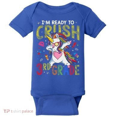Im Ready To Crush 3Rd Grade Dabbing Unicorn Third Grade Gift Baby Bodysuit
