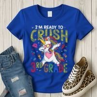 Im Ready To Crush 3Rd Grade Dabbing Unicorn Third Grade Gift Women's T-Shirt thumb 3