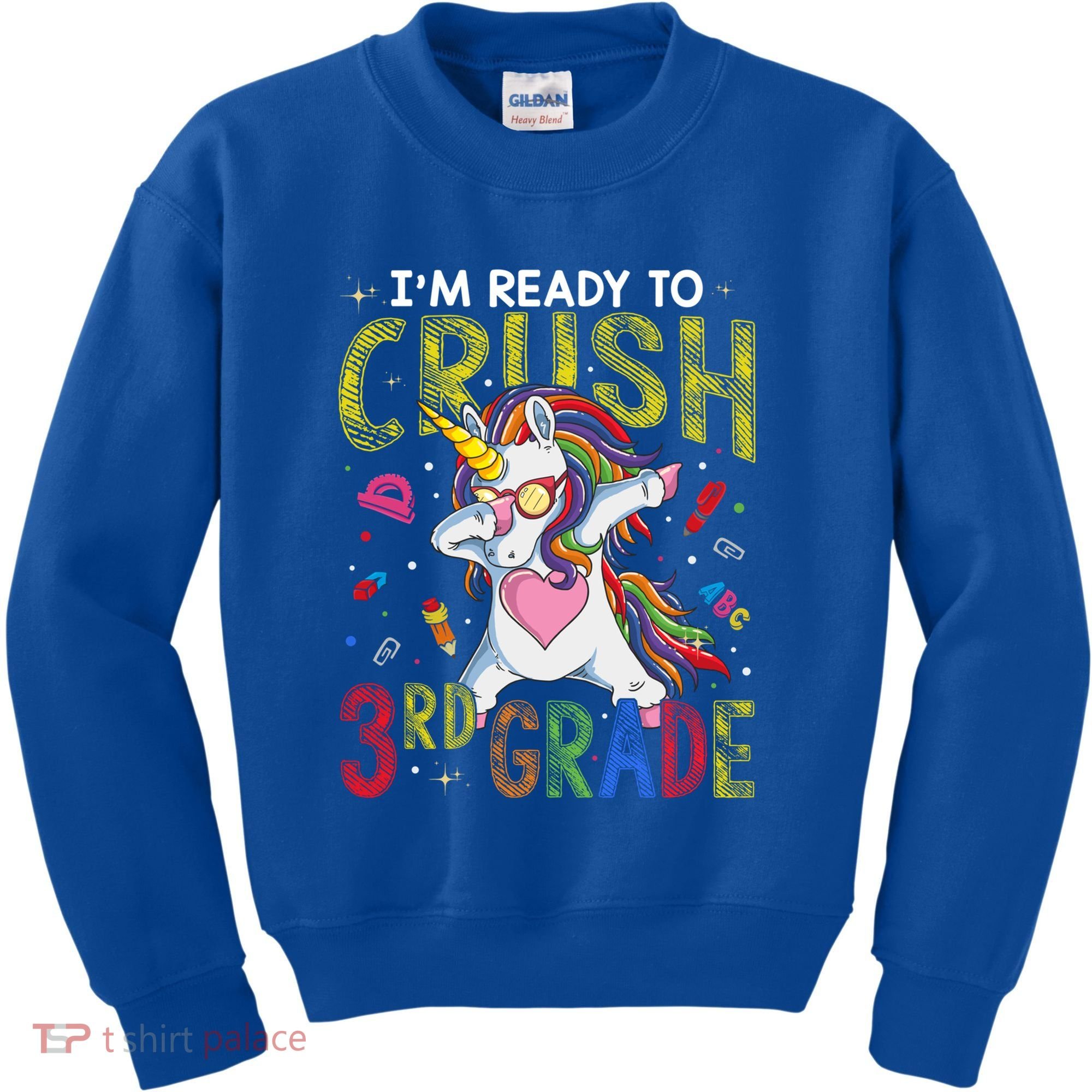 Im Ready To Crush 3Rd Grade Dabbing Unicorn Third Grade Gift Kids Sweatshirt