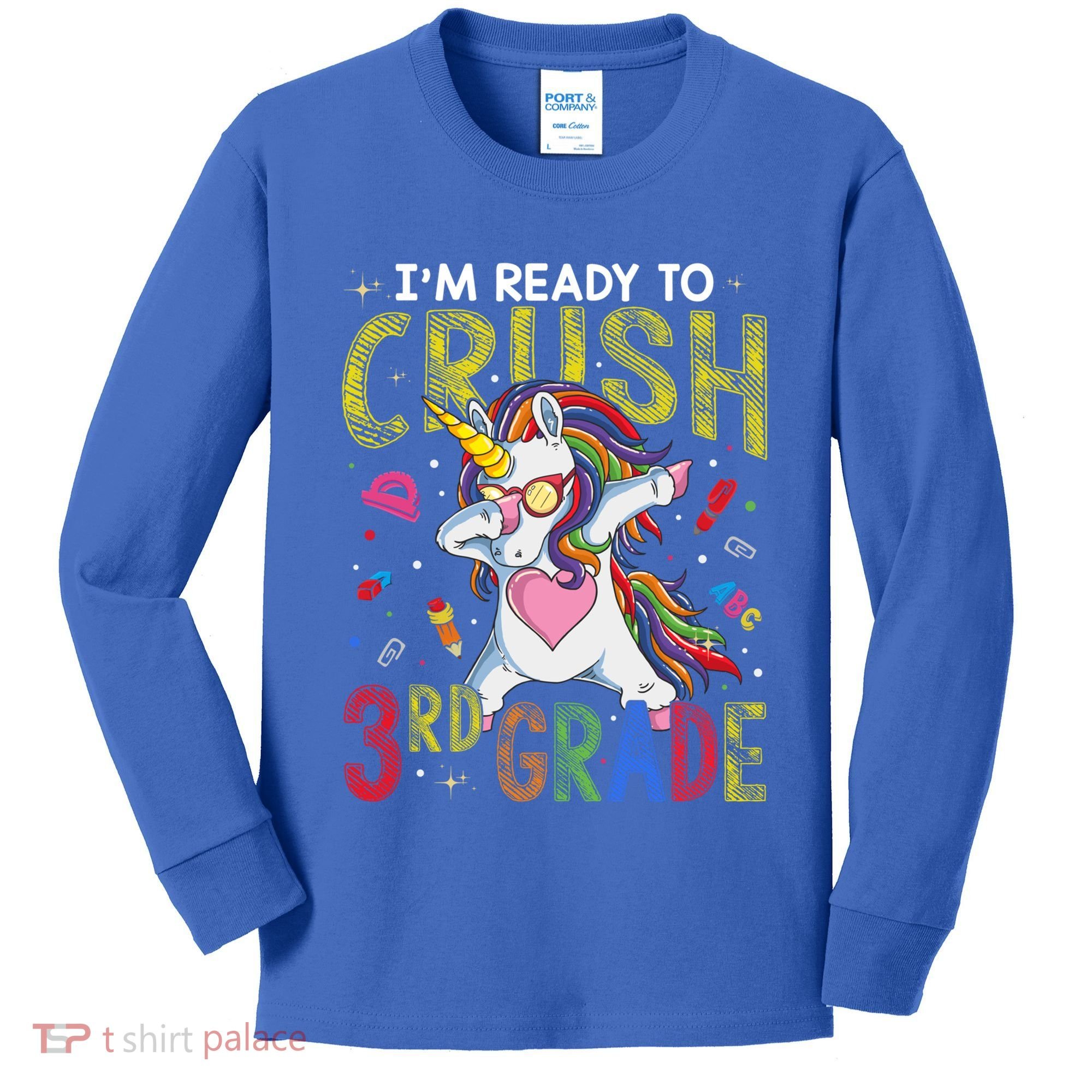 Im Ready To Crush 3Rd Grade Dabbing Unicorn Third Grade Gift Kids Long Sleeve Shirt