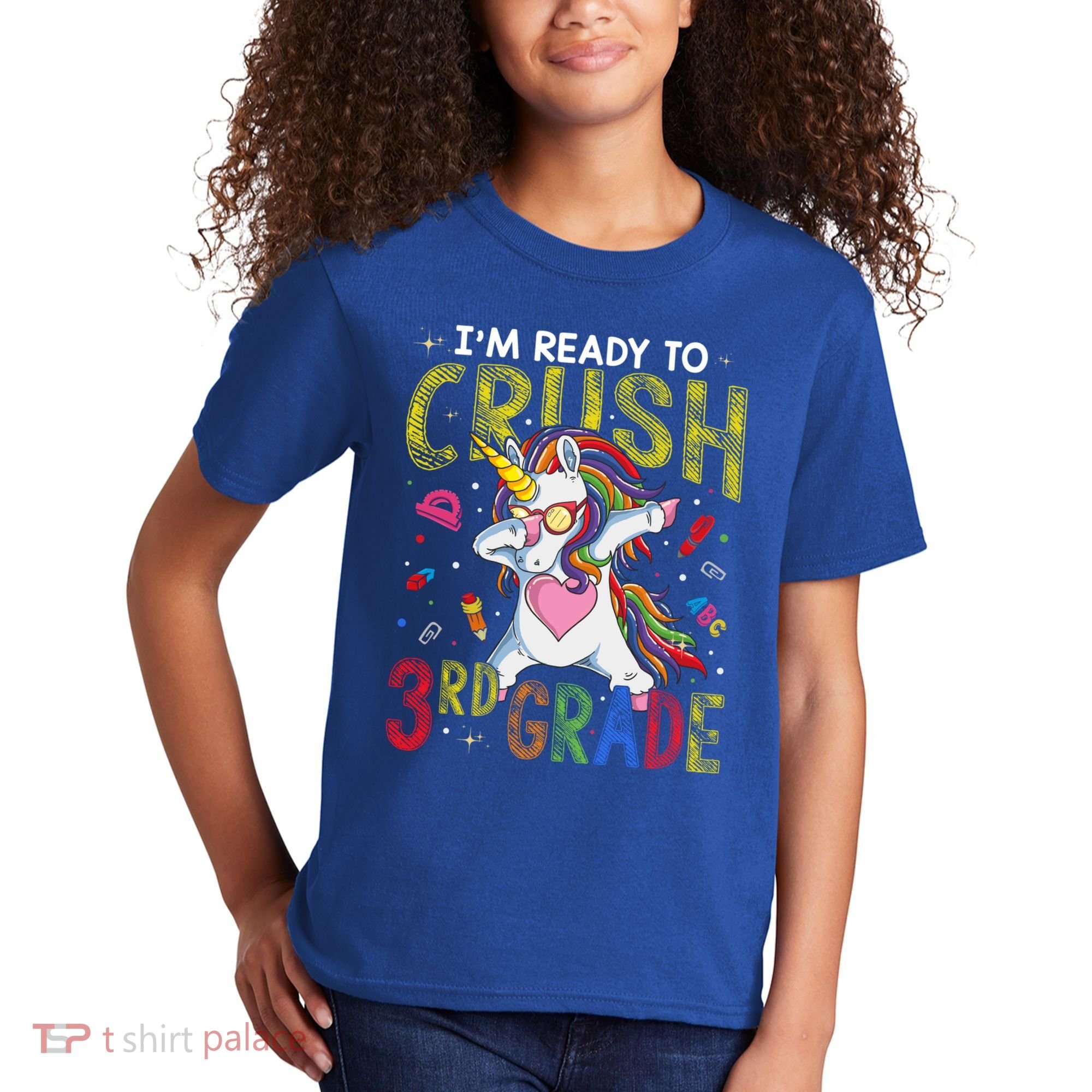 Im Ready To Crush 3Rd Grade Dabbing Unicorn Third Grade Gift Kids T-Shirt