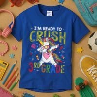 Im Ready To Crush 3Rd Grade Dabbing Unicorn Third Grade Gift Kids T-Shirt thumb 3