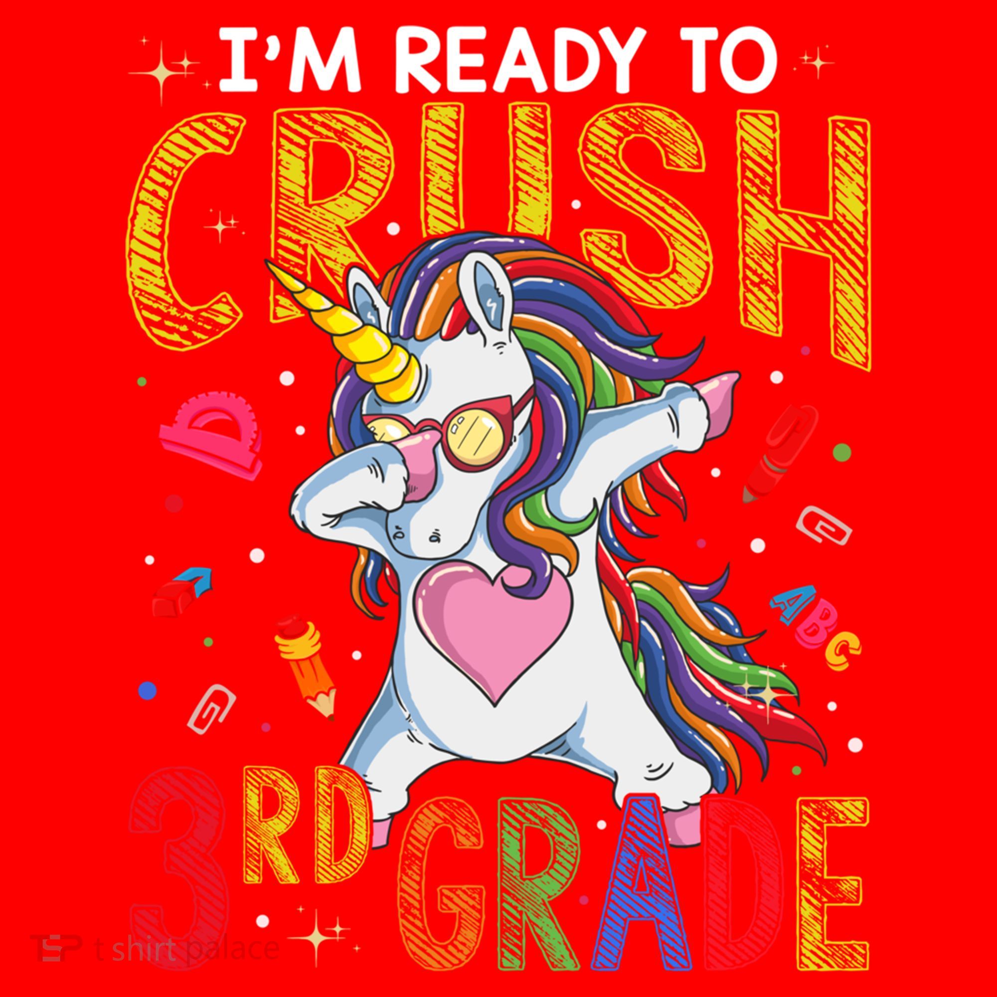 Im Ready To Crush 3Rd Grade Dabbing Unicorn Third Grade Gift Santa Hat