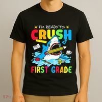 Im Ready To Crush 1st Grade Shark Back To School T-Shirt thumb 3