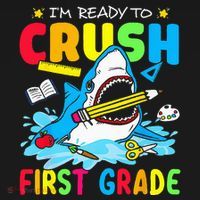 Im Ready To Crush 1st Grade Shark Back To School Women's Hoodie thumb 2