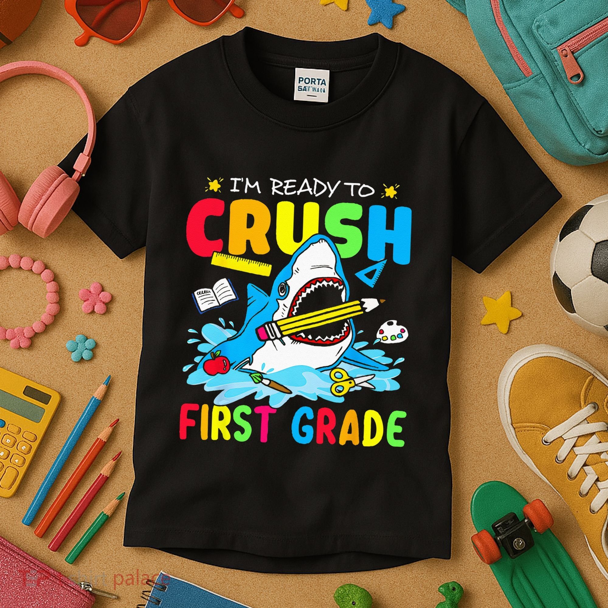 Im Ready To Crush 1st Grade Shark Back To School Kids T-Shirt