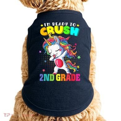 Im Ready To Crush Second Grade Cute Unicorn Back To School Doggie Tank