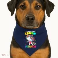 Im Ready To Crush Second Grade Cute Unicorn Back To School USA-Made Doggie Bandana thumb 1