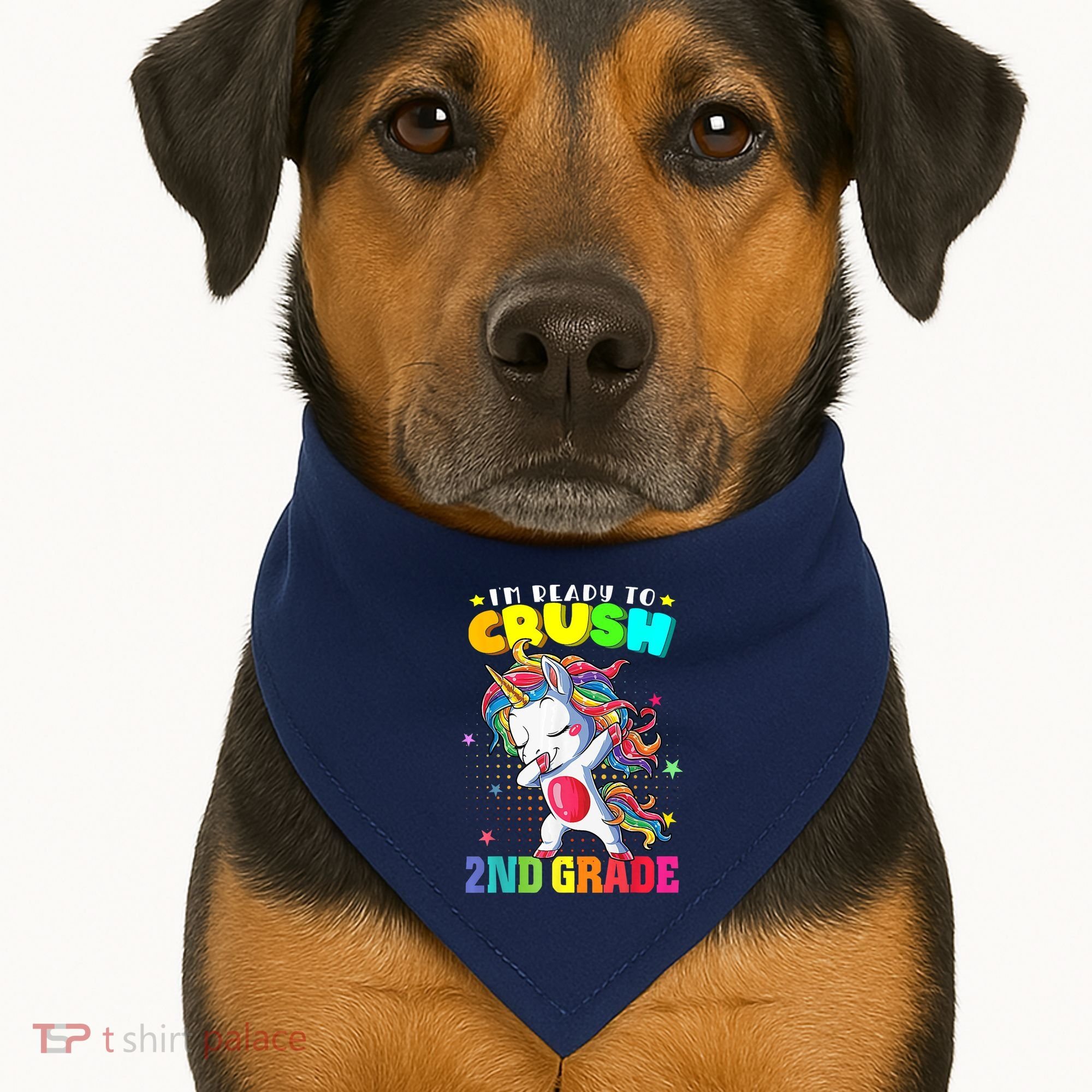 Im Ready To Crush Second Grade Cute Unicorn Back To School USA-Made Doggie Bandana