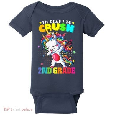 Im Ready To Crush Second Grade Cute Unicorn Back To School Baby Bodysuit
