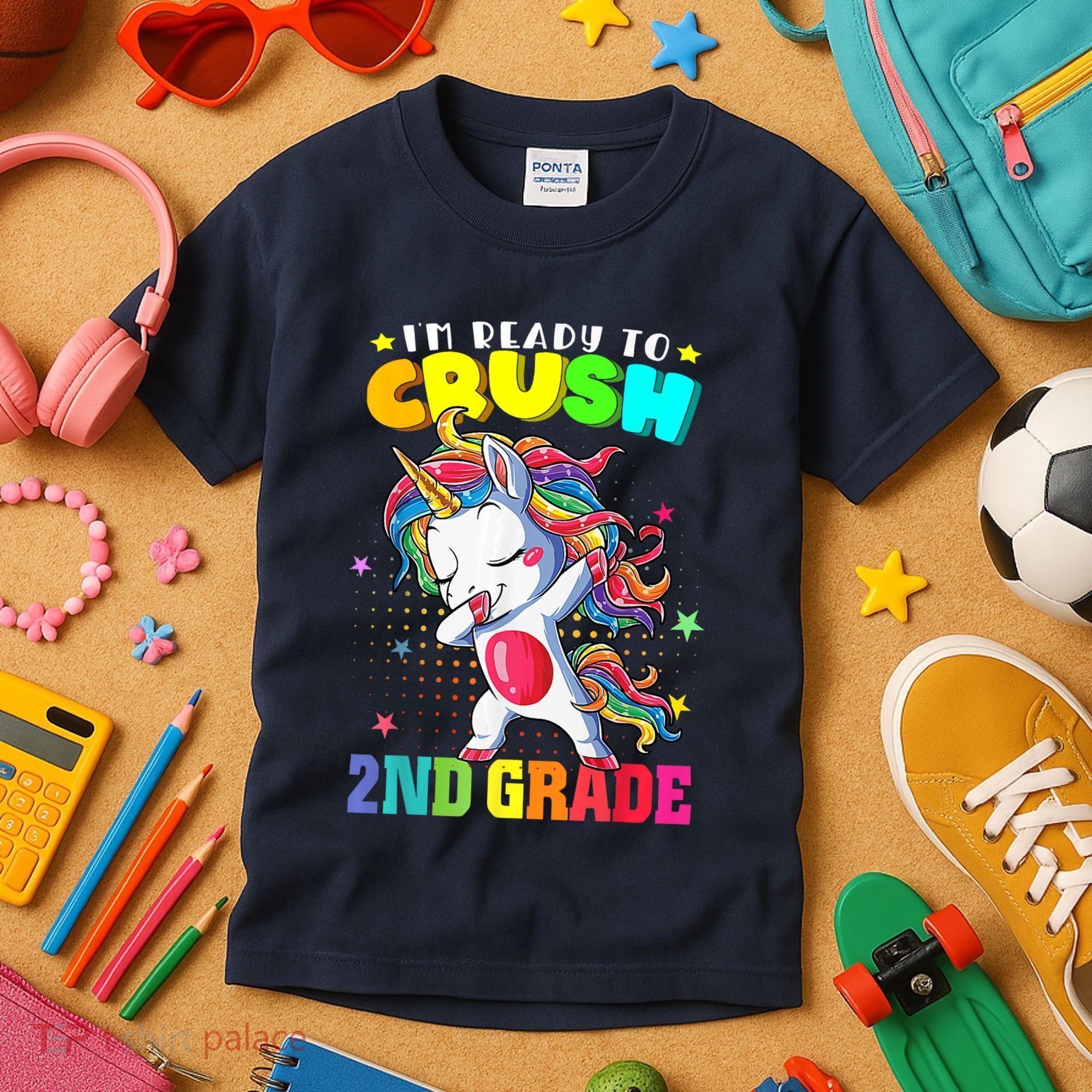Im Ready To Crush Second Grade Cute Unicorn Back To School Kids T-Shirt