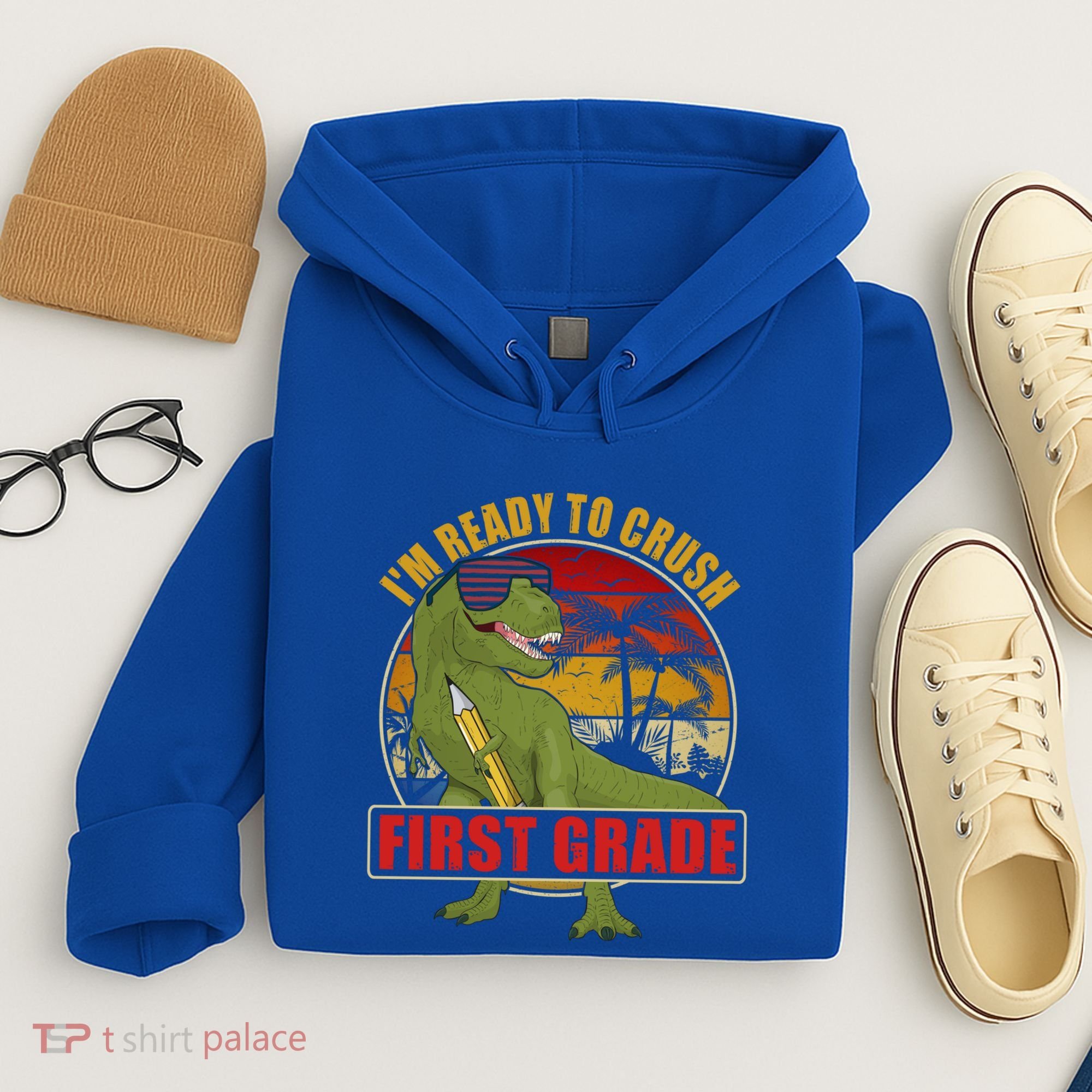Im Ready To Crush First Grade T Rex Dinosaur 1St Grade Cute Gift Hoodie