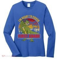 Im Ready To Crush First Grade T Rex Dinosaur 1St Grade Cute Gift Women's Long Sleeve Shirt thumb 0