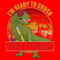 Im Ready To Crush First Grade T Rex Dinosaur 1St Grade Cute Gift Santa Hat thumb 1