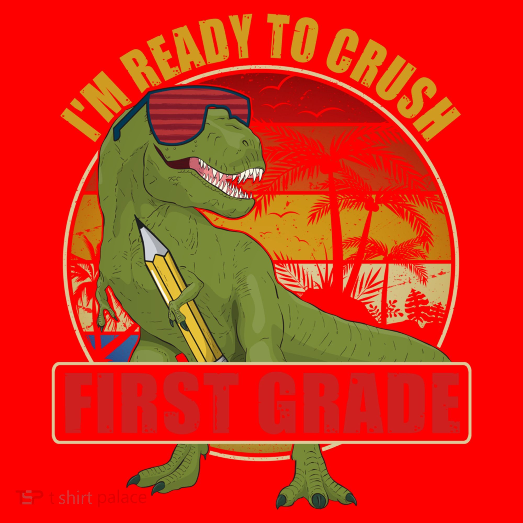 Im Ready To Crush First Grade T Rex Dinosaur 1St Grade Cute Gift Santa Hat