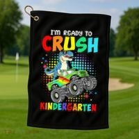 I'm Ready To Crush Kindergarten Dinosaur Back To School Golf Towel thumb 1