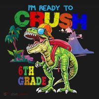 Im Ready To Crush 6th Grade Back To School Dinosaur Boy Women's Hoodie thumb 2