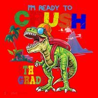 Im Ready To Crush 6th Grade Back To School Dinosaur Boy Santa Hat thumb 1
