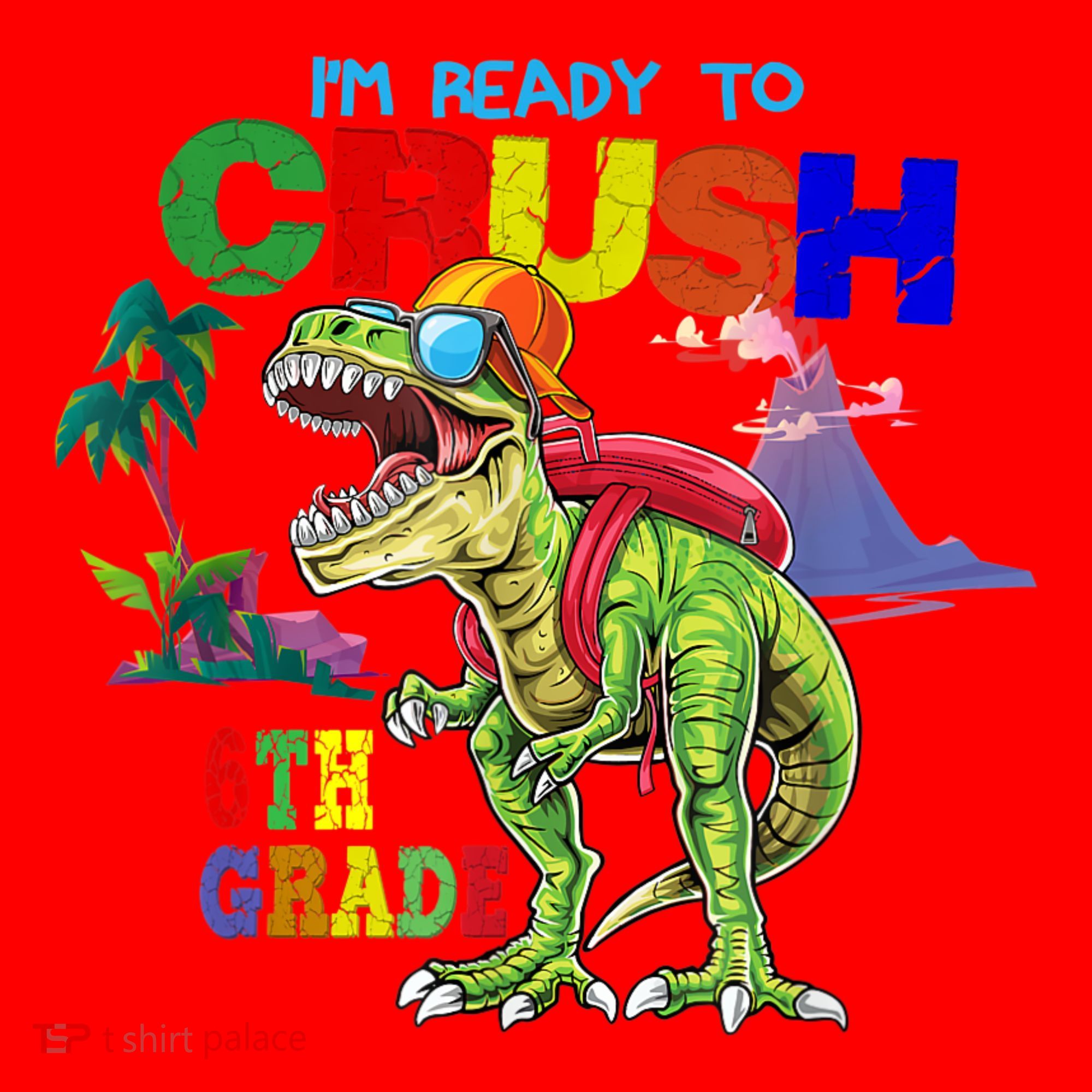 Im Ready To Crush 6th Grade Back To School Dinosaur Boy Santa Hat