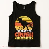I'm Ready To Crush Kindergarten Dinosaur First Day Of School Tank Top thumb 2