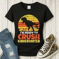 I'm Ready To Crush Kindergarten Dinosaur First Day Of School Women's T-Shirt thumb 3
