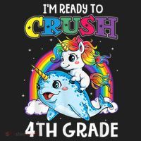Im Ready To Crush 4th Grade Narwhal Unicorn Back To School Tumbler thumb 3
