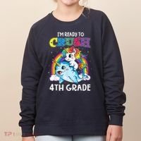 Im Ready To Crush 4th Grade Narwhal Unicorn Back To School Women's Sweatshirt thumb 0
