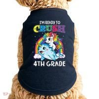 Im Ready To Crush 4th Grade Narwhal Unicorn Back To School Doggie Tank thumb 0