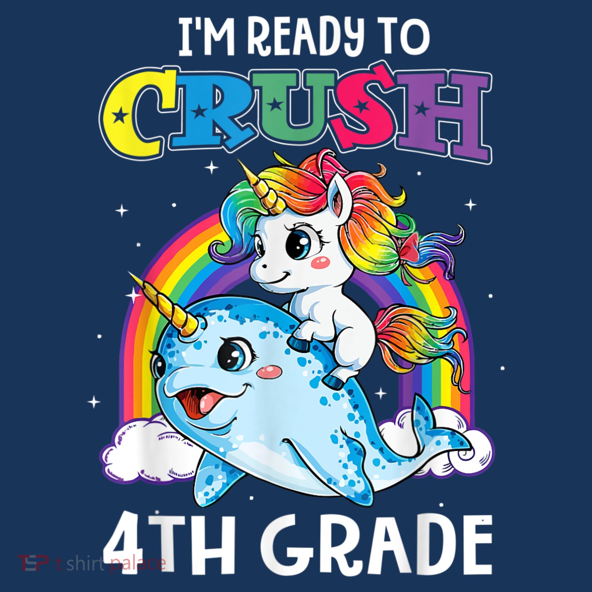 Im Ready To Crush 4th Grade Narwhal Unicorn Back To School Women's Hoodie