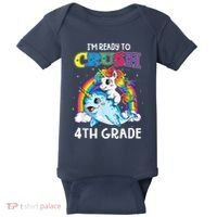 Im Ready To Crush 4th Grade Narwhal Unicorn Back To School Baby Bodysuit thumb 0