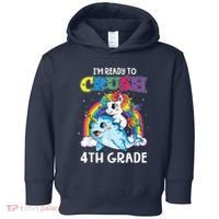 Im Ready To Crush 4th Grade Narwhal Unicorn Back To School Toddler Hoodie thumb 0
