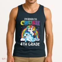 Im Ready To Crush 4th Grade Narwhal Unicorn Back To School Tank Top thumb 3