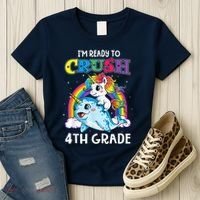 Im Ready To Crush 4th Grade Narwhal Unicorn Back To School Women's T-Shirt thumb 3