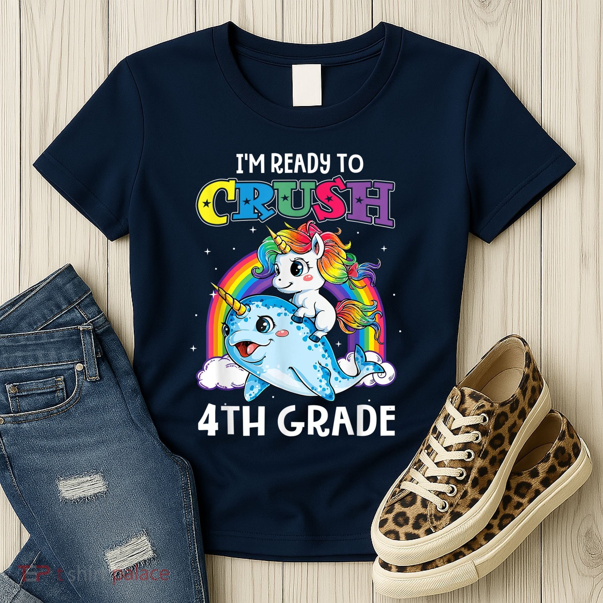 Im Ready To Crush 4th Grade Narwhal Unicorn Back To School Women's T-Shirt
