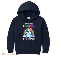 Im Ready To Crush 4th Grade Narwhal Unicorn Back To School Kids Hoodie thumb 0
