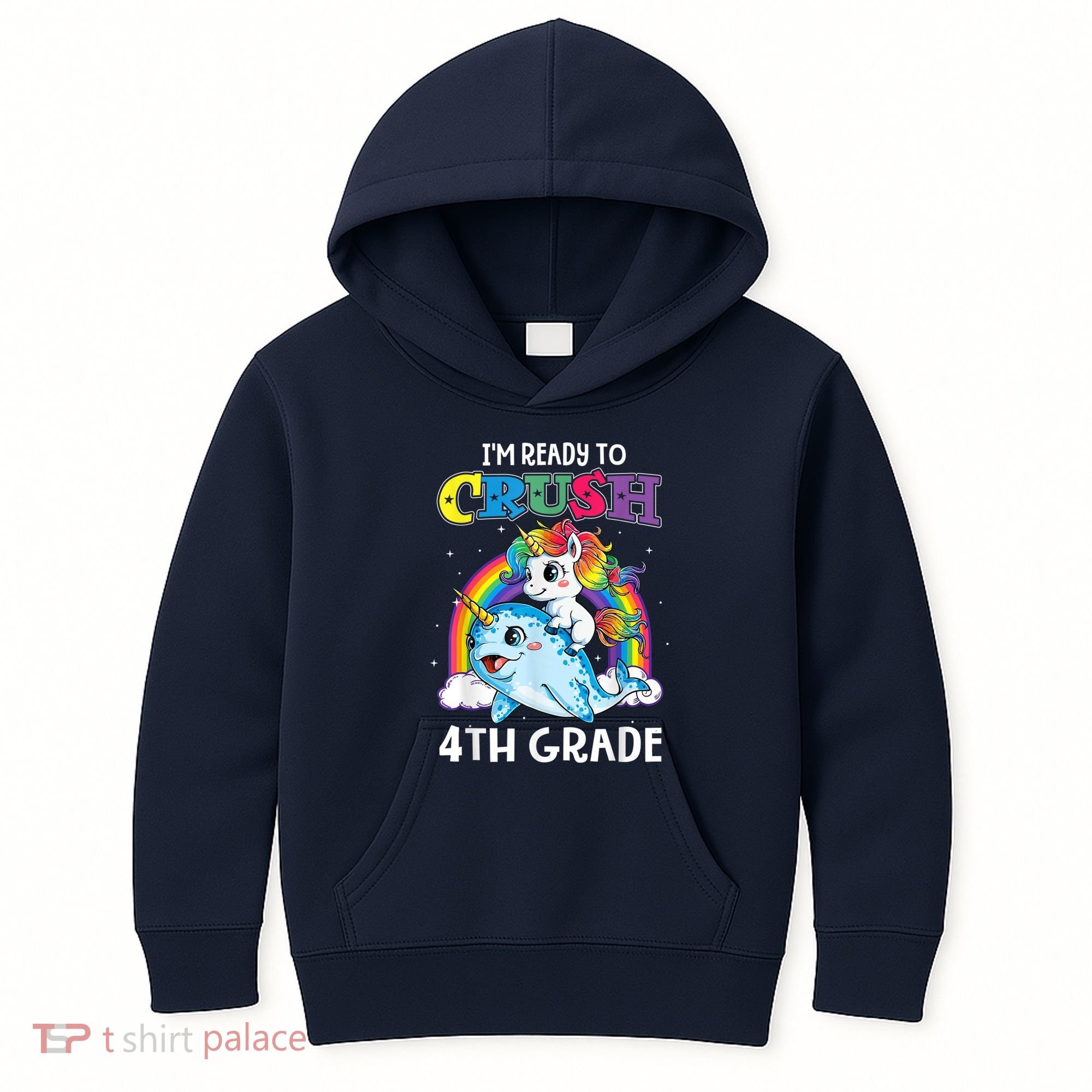 Im Ready To Crush 4th Grade Narwhal Unicorn Back To School Kids Hoodie
